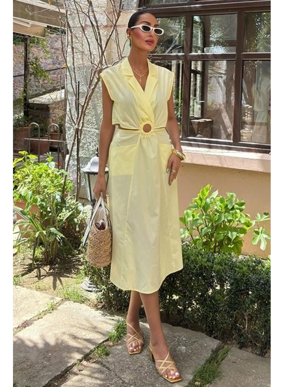 Göbeği Halka Detaylı Midi Boy Elbise 2896