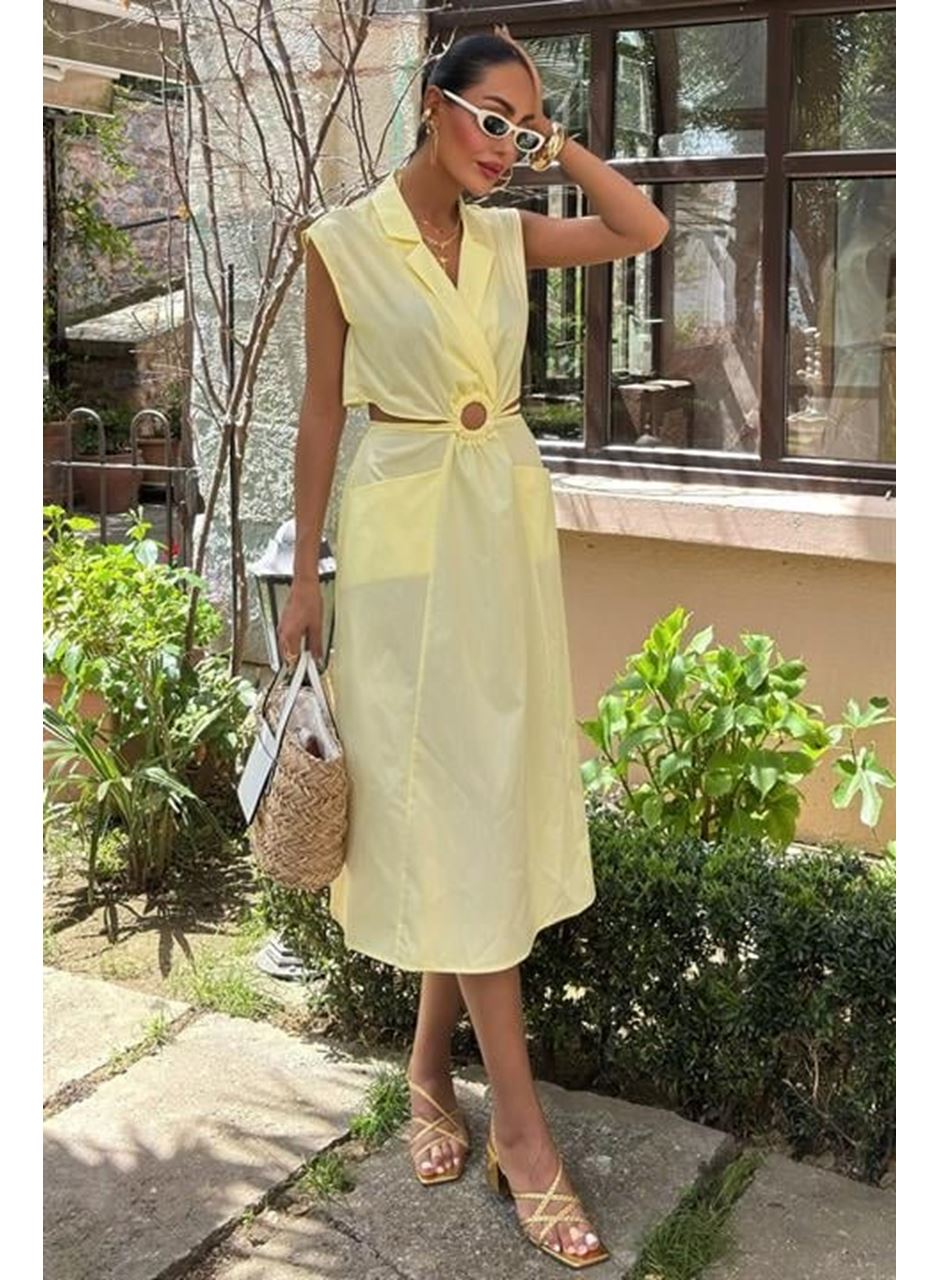 Göbeği Halka Detaylı Midi Boy Elbise 2896