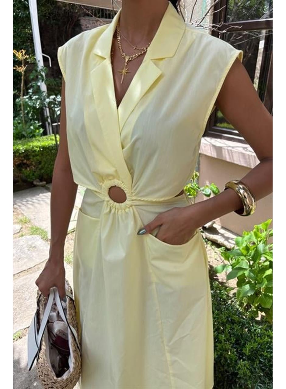 Göbeği Halka Detaylı Midi Boy Elbise 2896