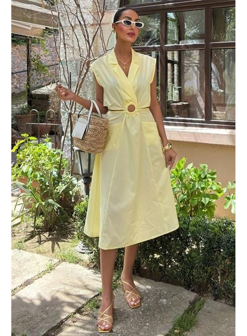 Göbeği Halka Detaylı Midi Boy Elbise 2896