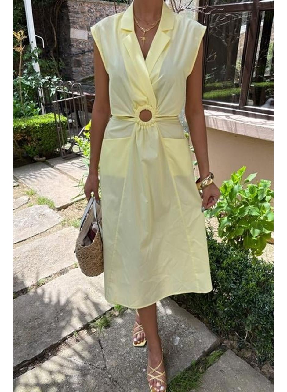 Göbeği Halka Detaylı Midi Boy Elbise 2896