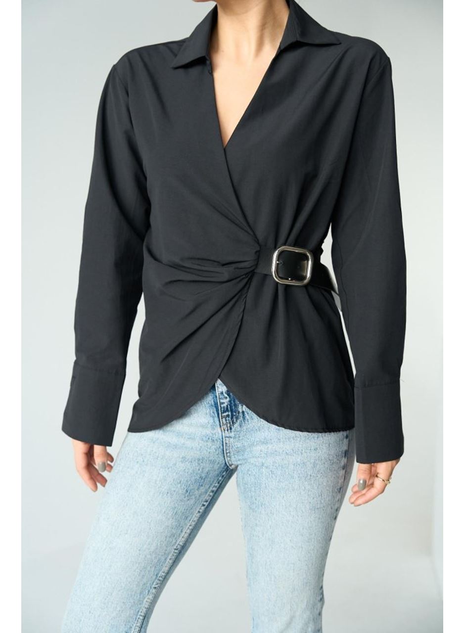 Kemerli Gömlek - Siyah