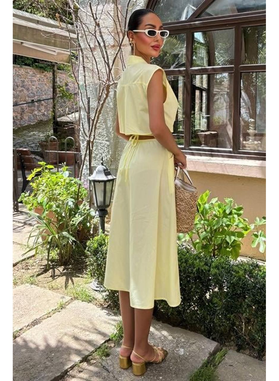 Göbeği Halka Detaylı Midi Boy Elbise 2896