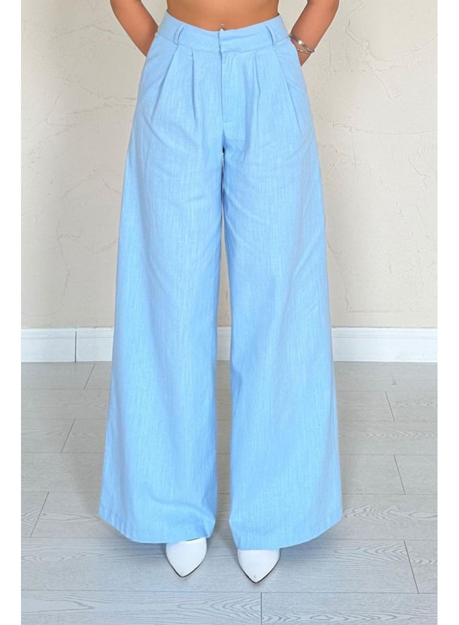 Mavi Önü Tek Düğmeli Ceket Pantolon Takım