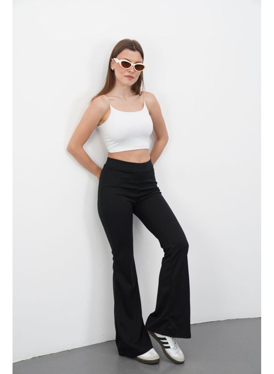 Kadın Yüksek Bel Krep Kumaş Bol Paça Pantolon
