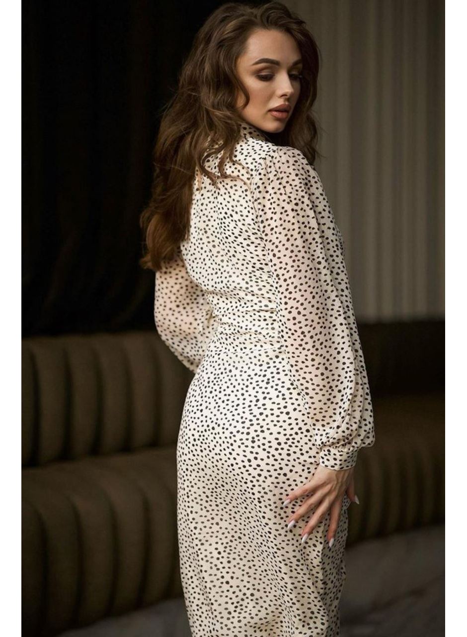 Bej Balık Şifon Elbise