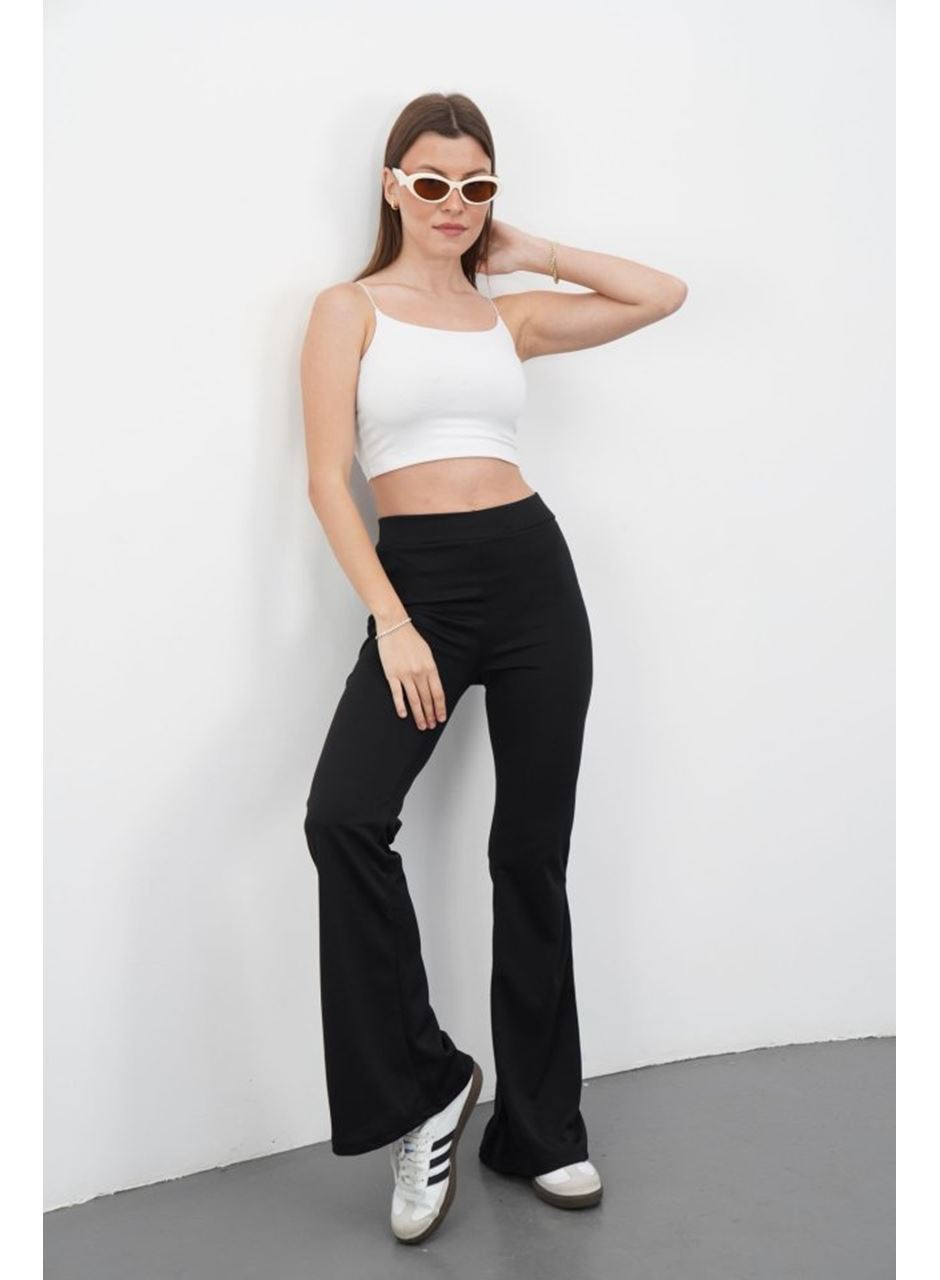Kadın Yüksek Bel Krep Kumaş Bol Paça Pantolon