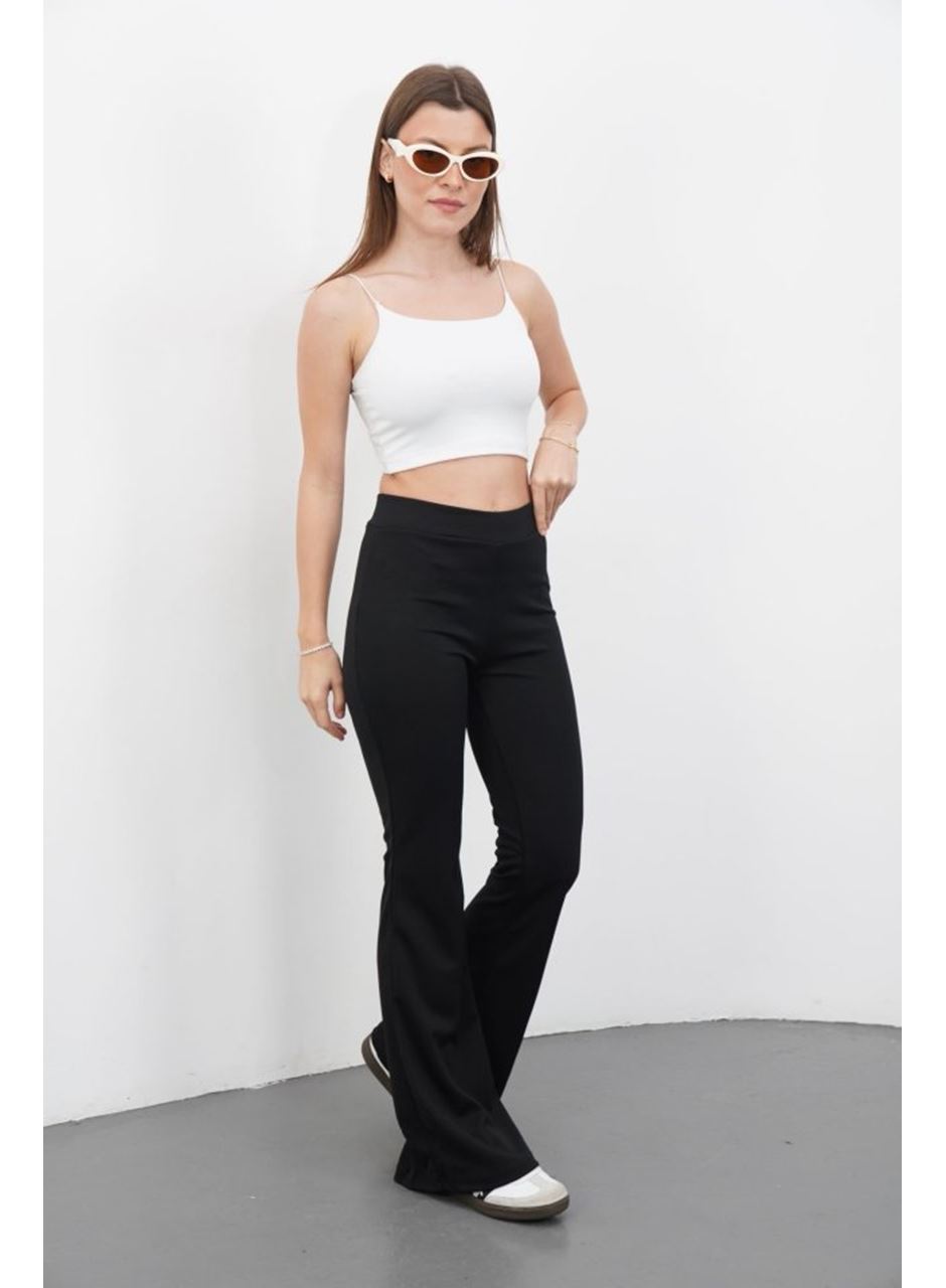 Kadın Yüksek Bel Krep Kumaş Bol Paça Pantolon