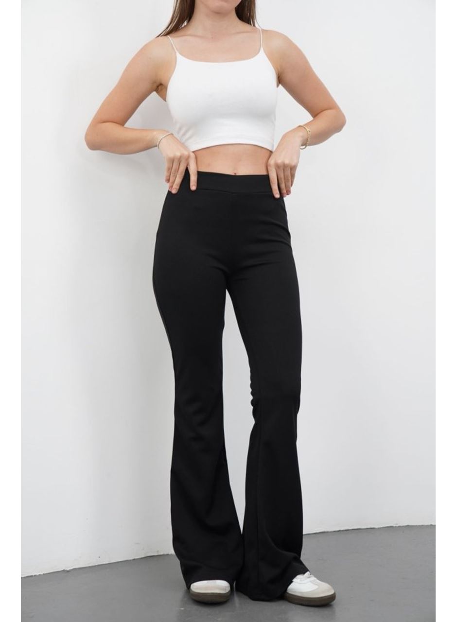 Kadın Yüksek Bel Krep Kumaş Bol Paça Pantolon