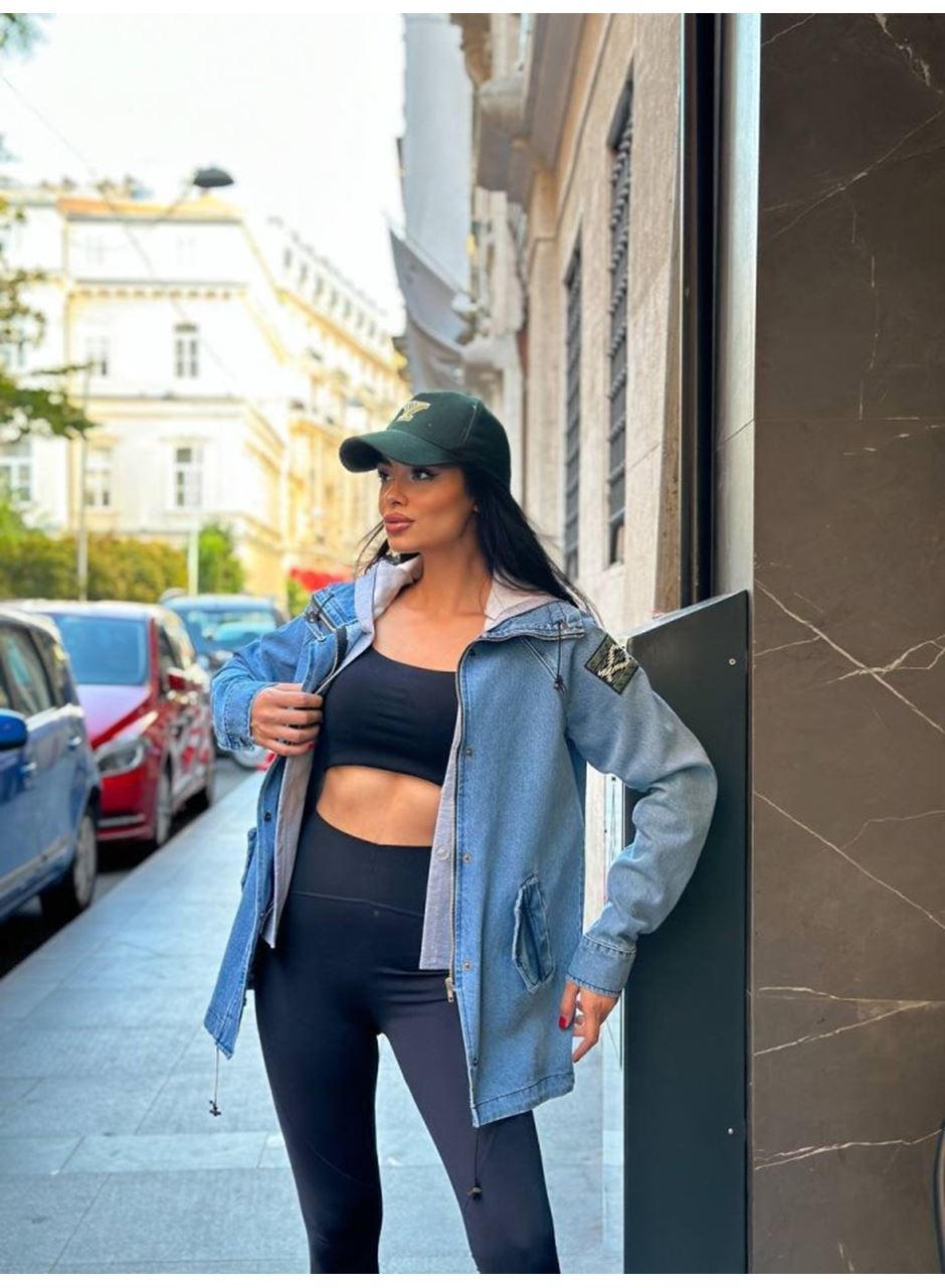 Kadın Ek Parça Kapüşon Kol Arma Detay Gabardin Ceket