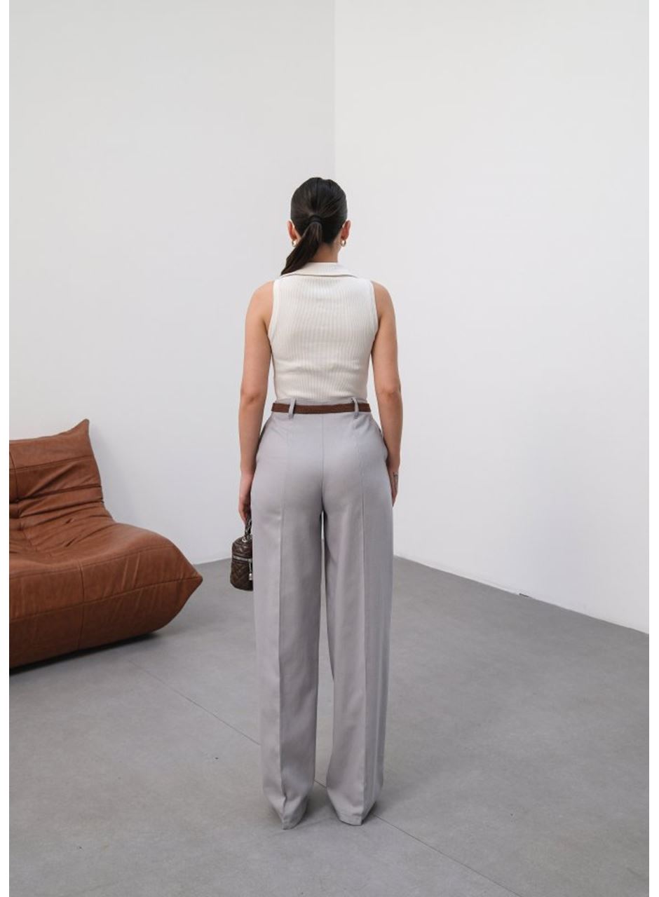 Keten Kemerli̇ Ve Dökümlü Palazzo Pantolon (Kemer Dahi̇l)