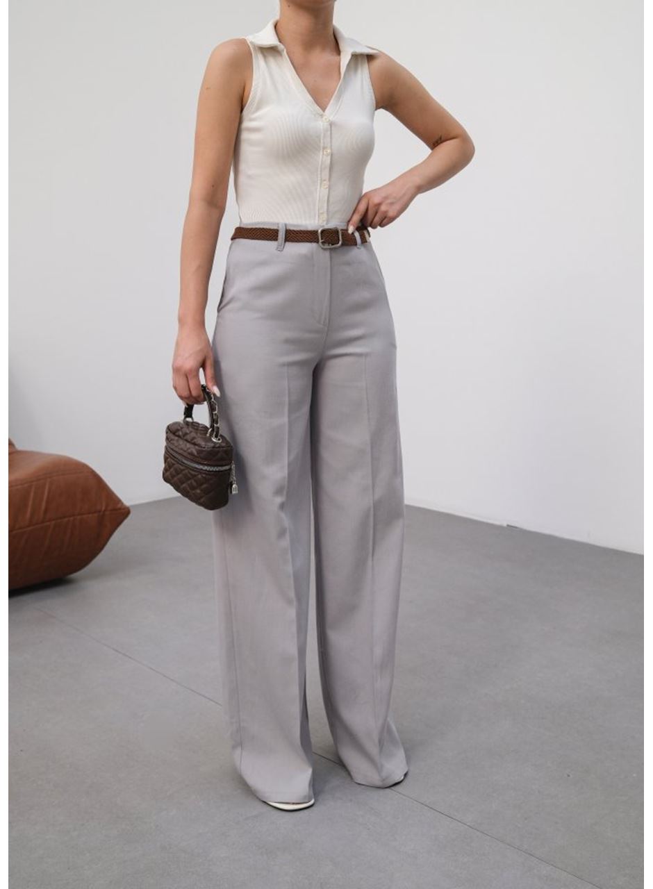 Keten Kemerli̇ Ve Dökümlü Palazzo Pantolon (Kemer Dahi̇l)