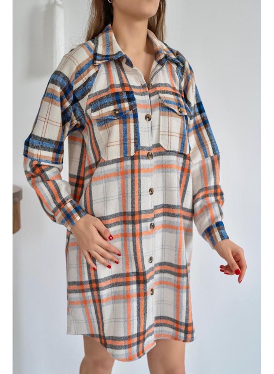 Oranj Oduncu Gömlek Elbise