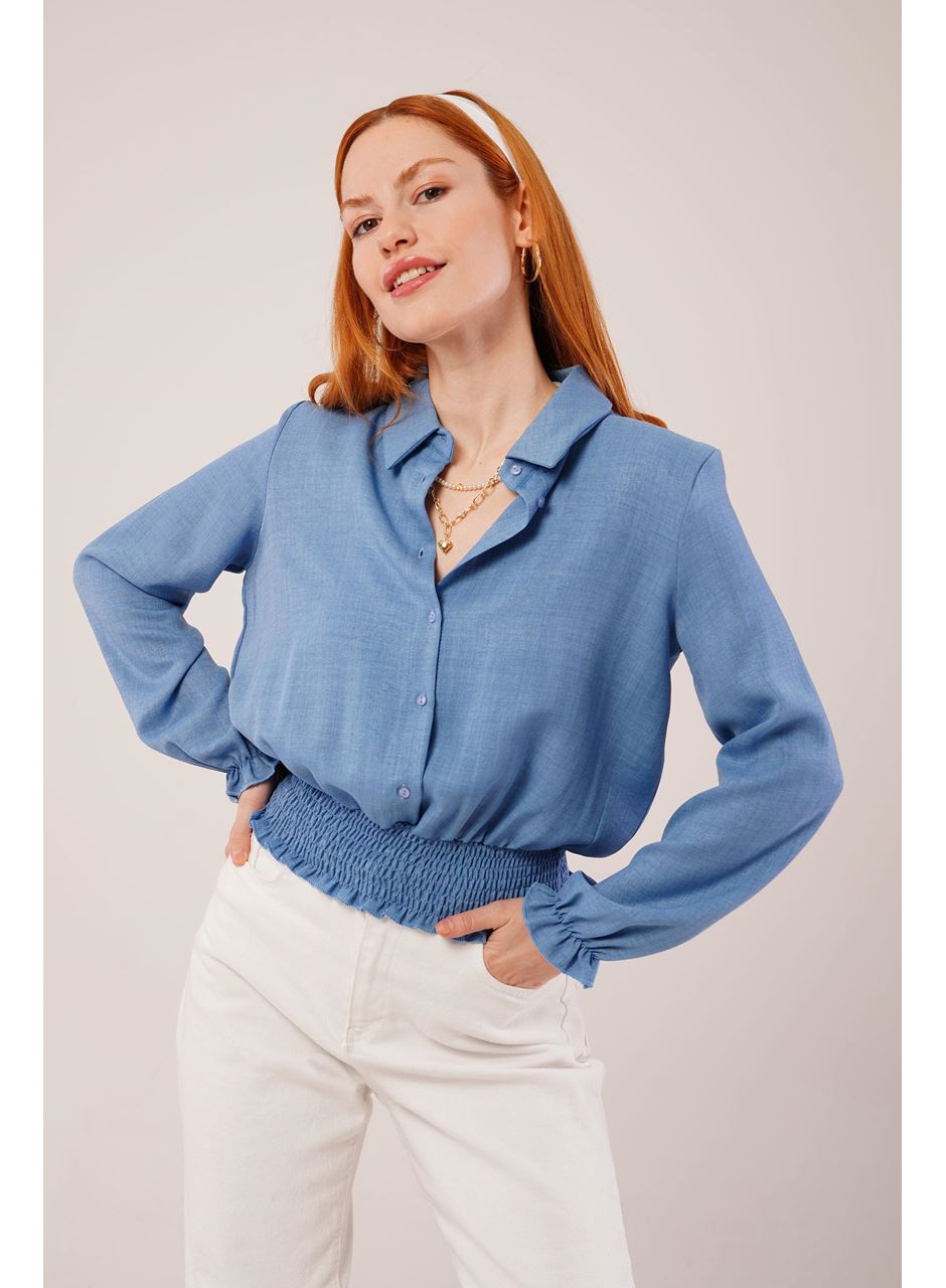 Bel Ve Bilek Lastikli Mavi Bluz