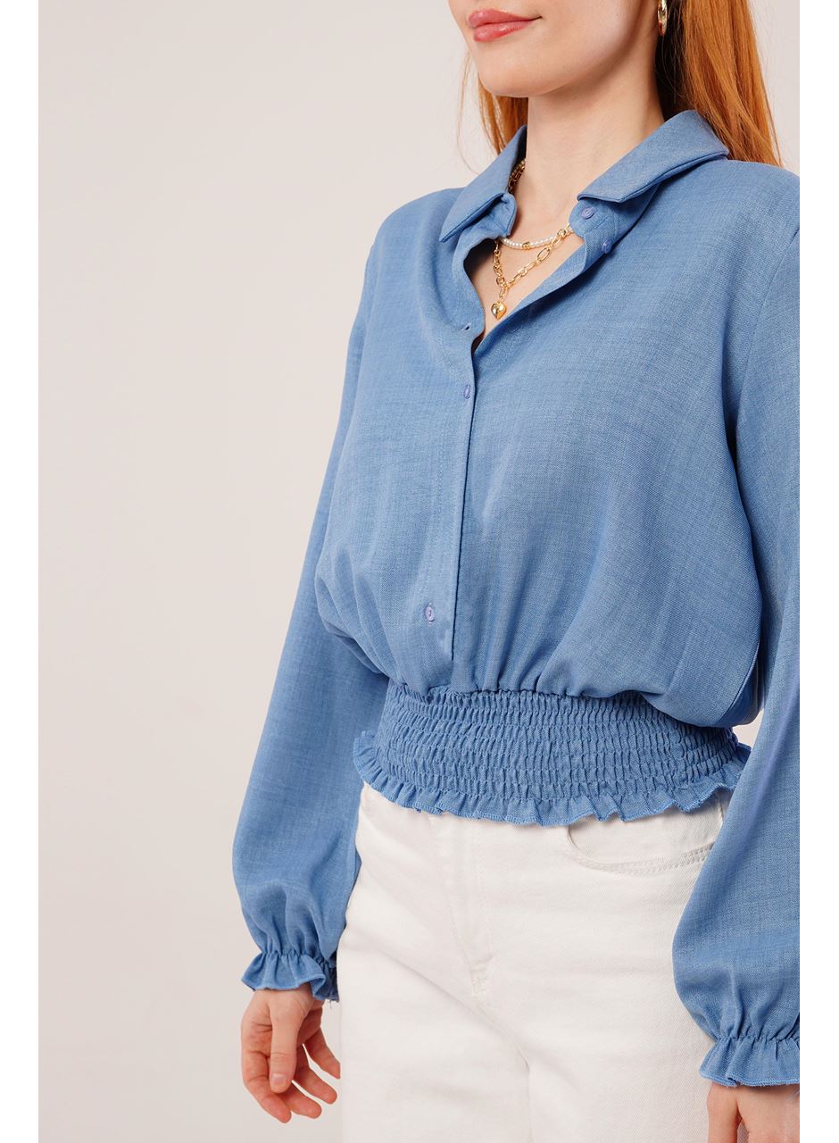 Bel Ve Bilek Lastikli Mavi Bluz