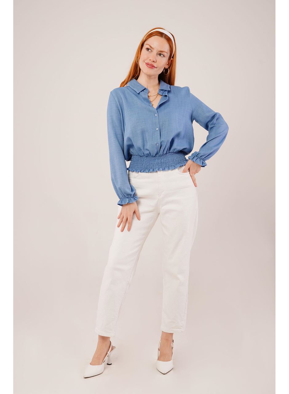 Bel Ve Bilek Lastikli Mavi Bluz