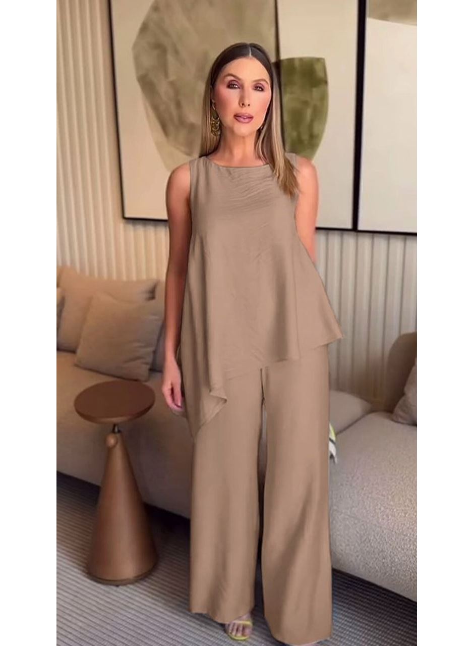 Asimetrik Bluz - Pantolon İkili Takım