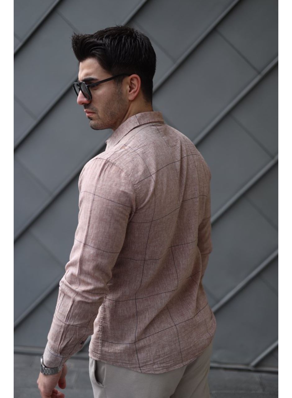 Erkek Pamuklu Keten Kumaş Gömlek