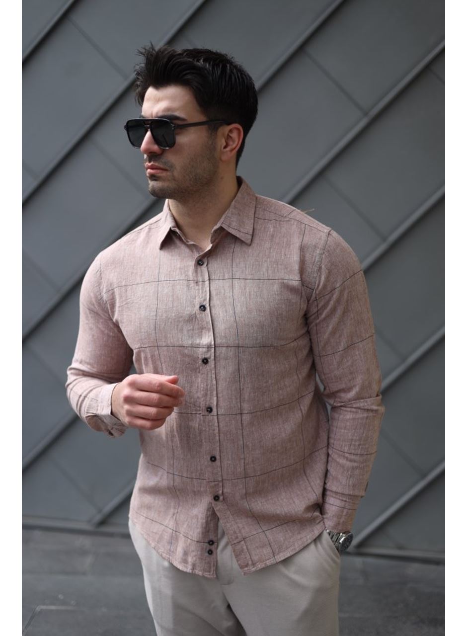 Erkek Pamuklu Keten Kumaş Gömlek