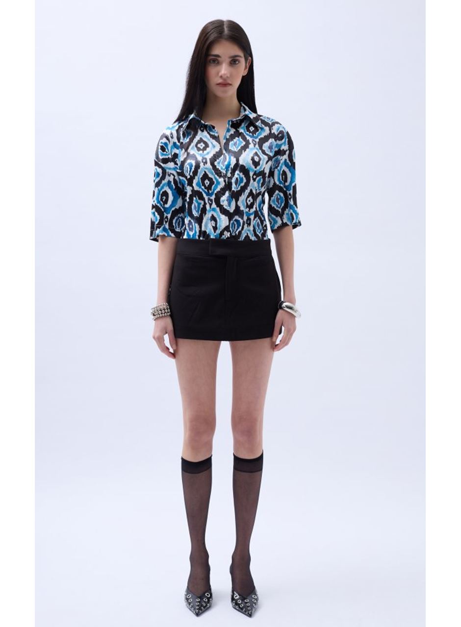 Desenli Saten Gömlek