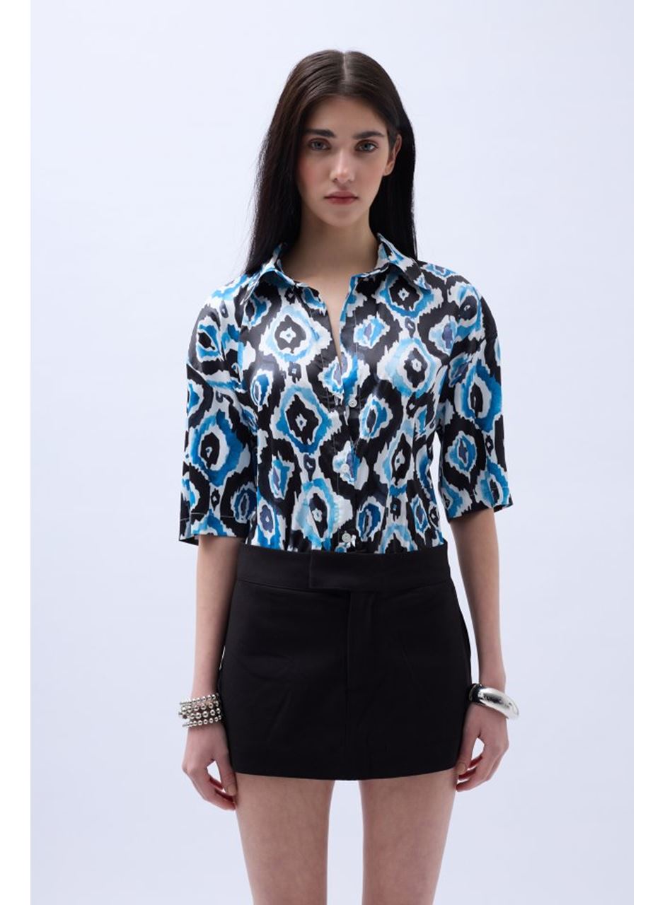Desenli Saten Gömlek