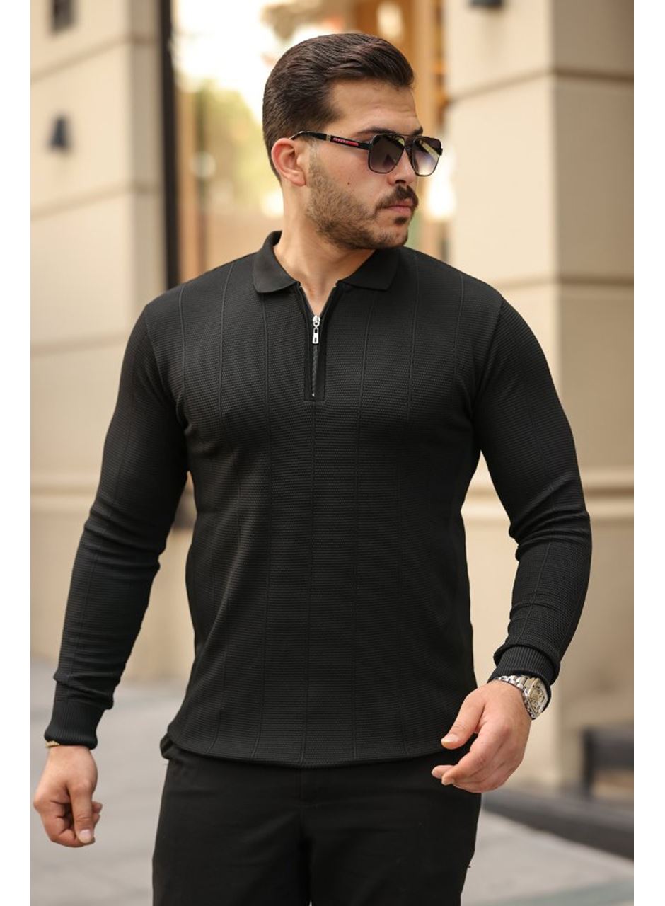 Erkek Pirinç Desenli Uzun Kollu Yakalı Triko