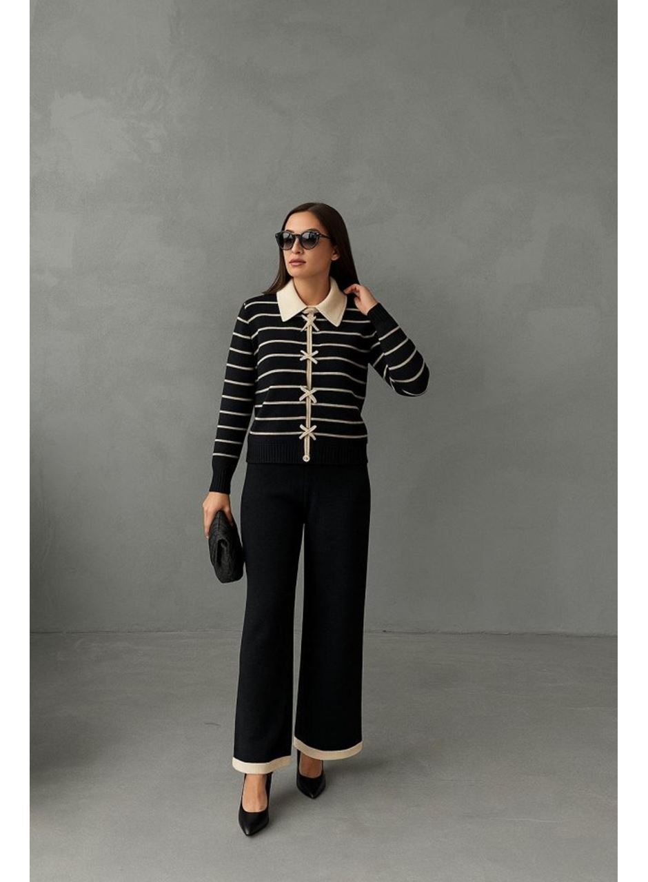 Kadın şerit Detay Bol Paça Pantolu ıkılı Takım