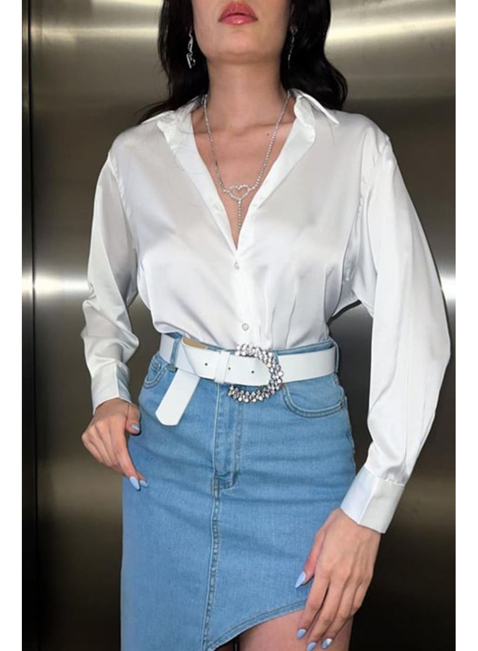 Beyaz Saten Gömlek
