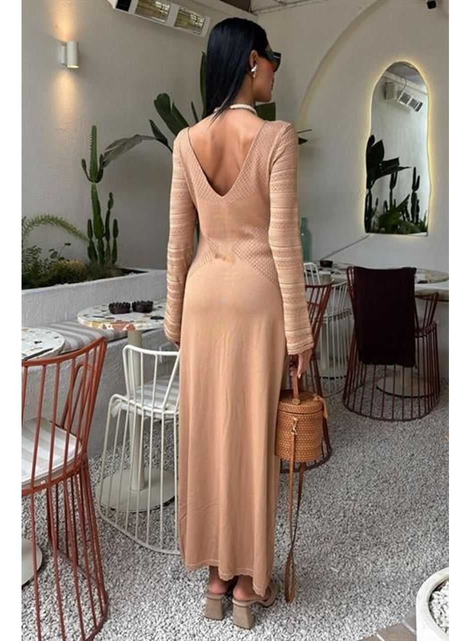 Ajur Detaylı Bisiklet Yaka Triko Elbise 2861