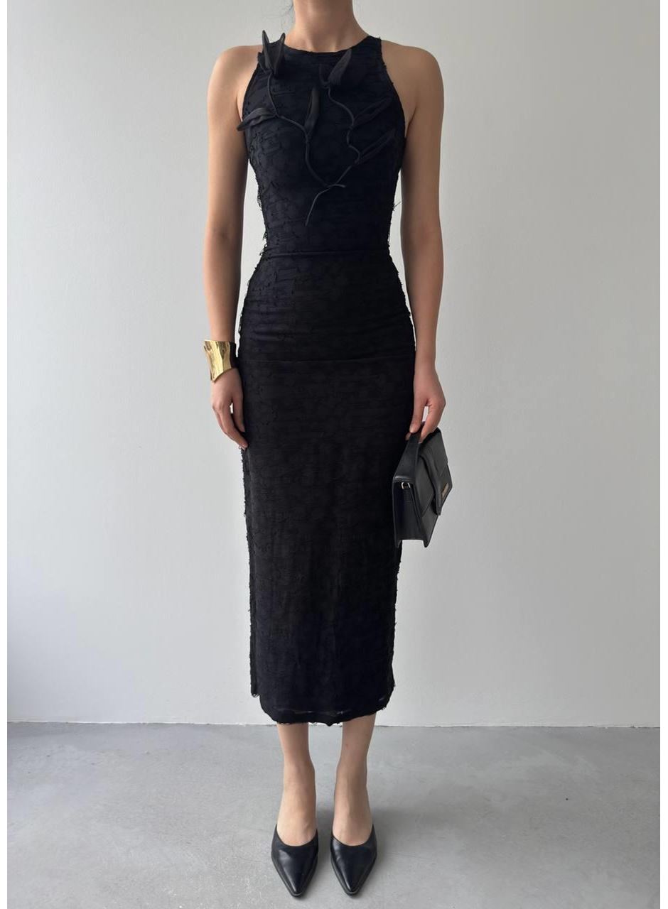 Lers Çiçek Detaylı Elbise