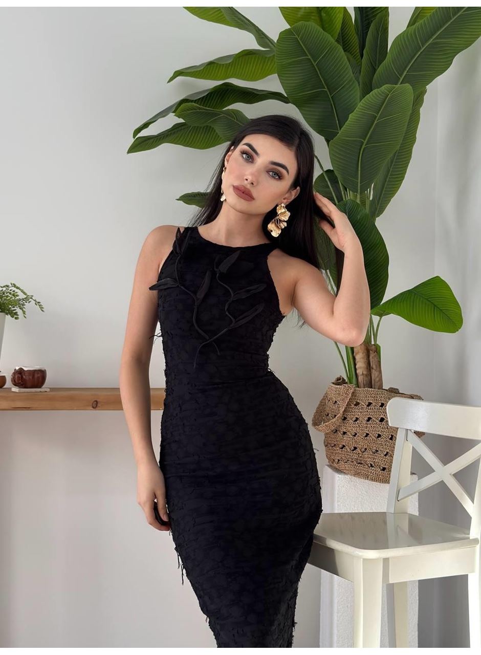 Lers Çiçek Detaylı Elbise