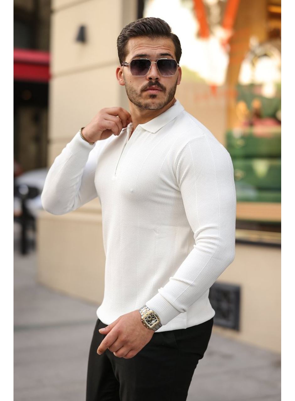 Erkek Pirinç Desenli Uzun Kollu Yakalı Triko