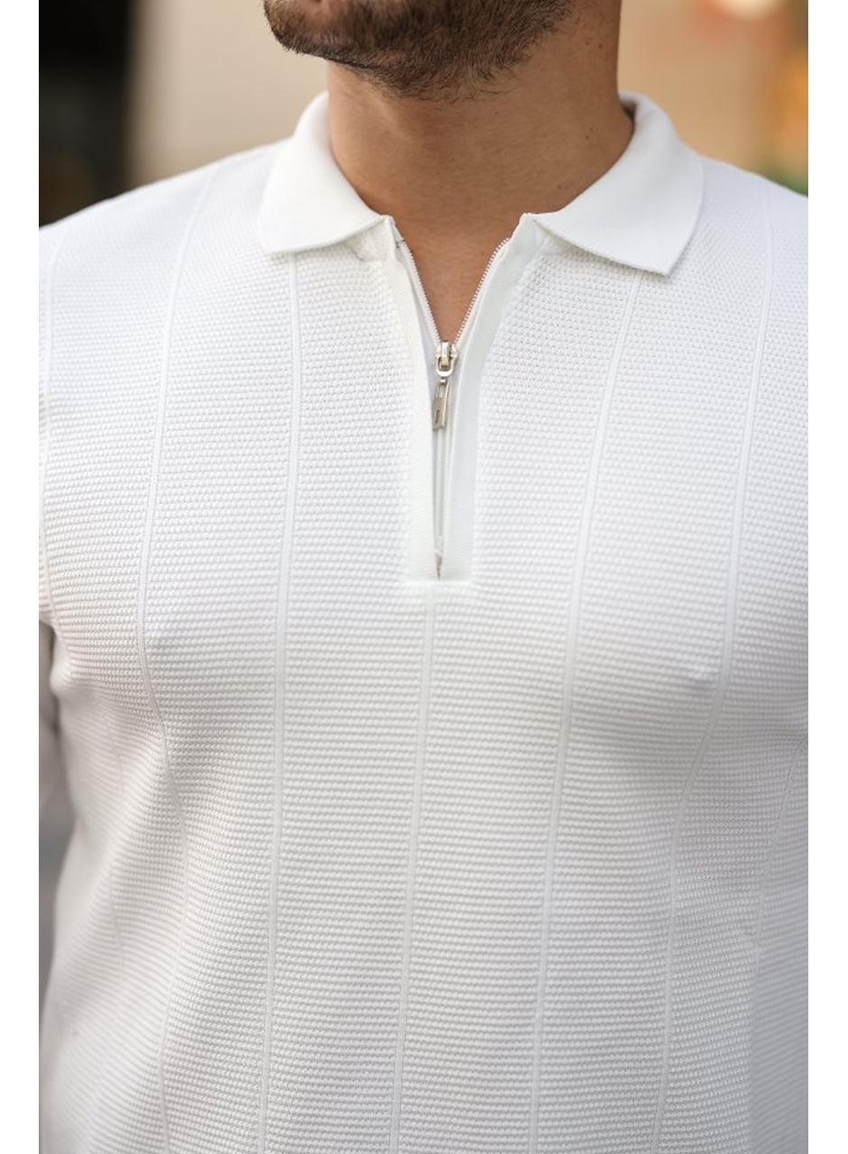 Erkek Pirinç Desenli Uzun Kollu Yakalı Triko