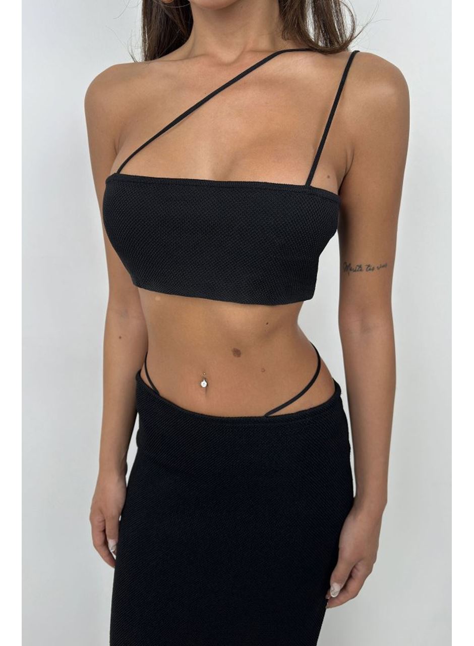 İp Detay Dokulu Maxi Etek