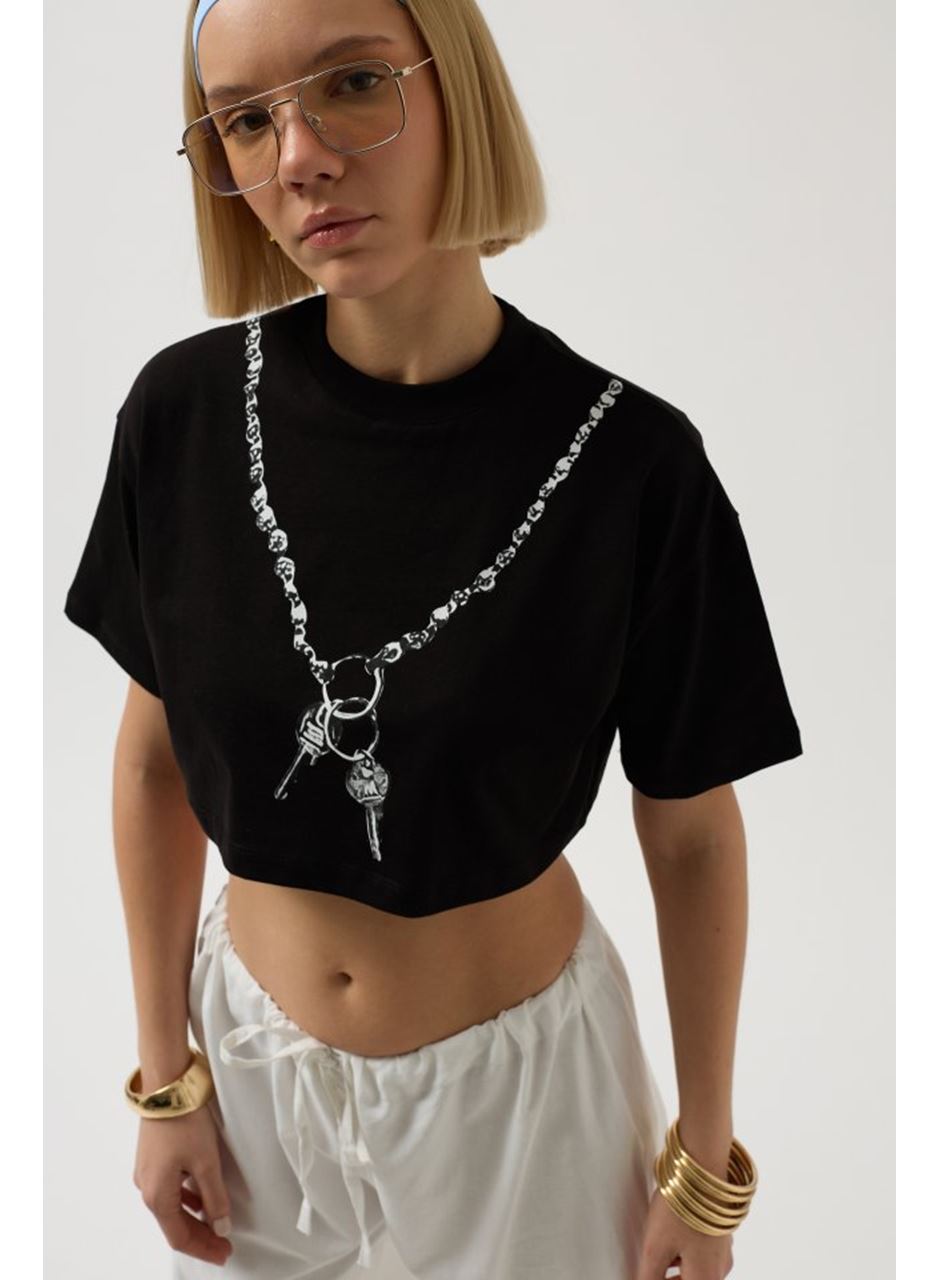 Baskılı Crop T-Shirt