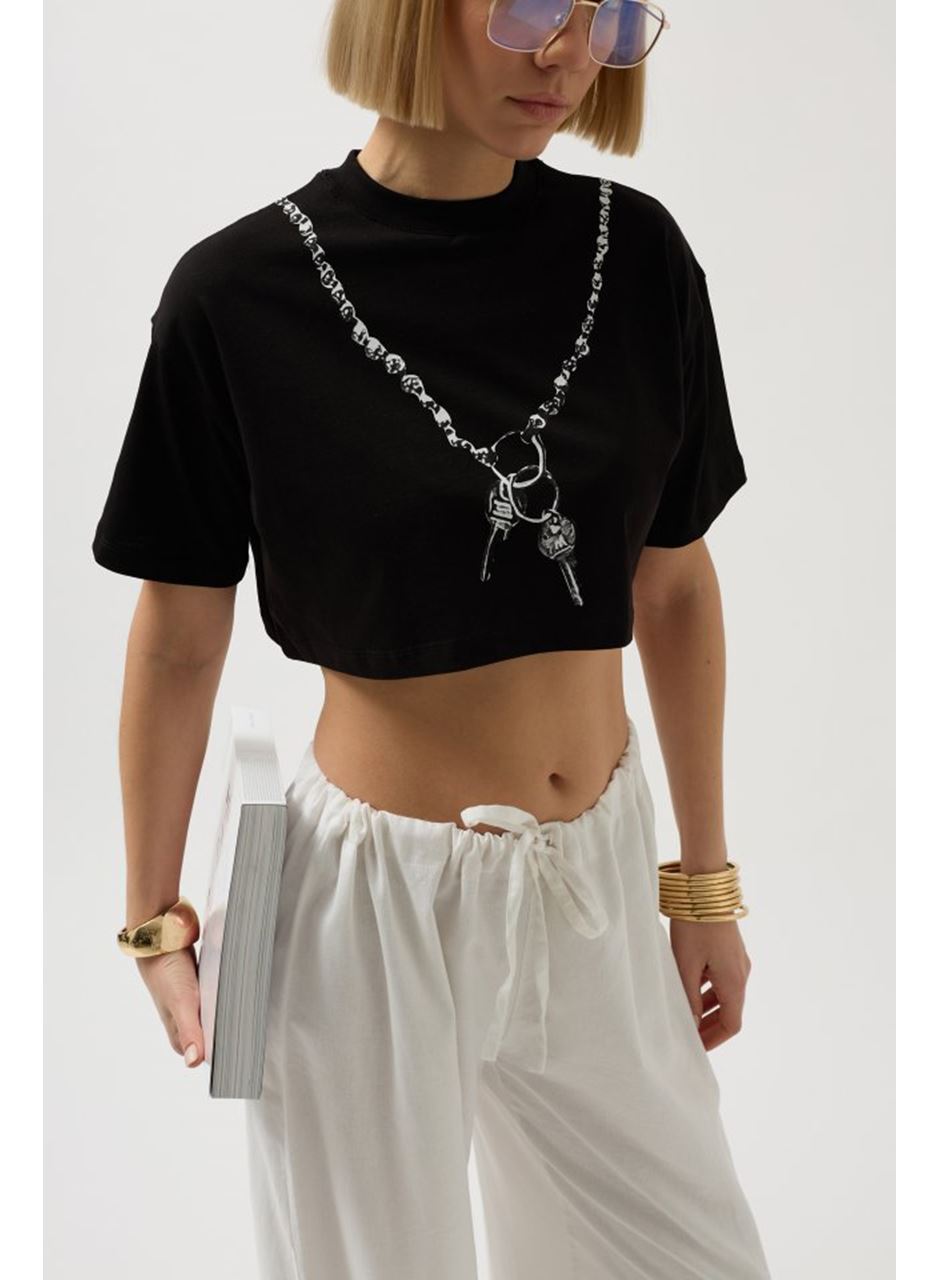 Baskılı Crop T-Shirt