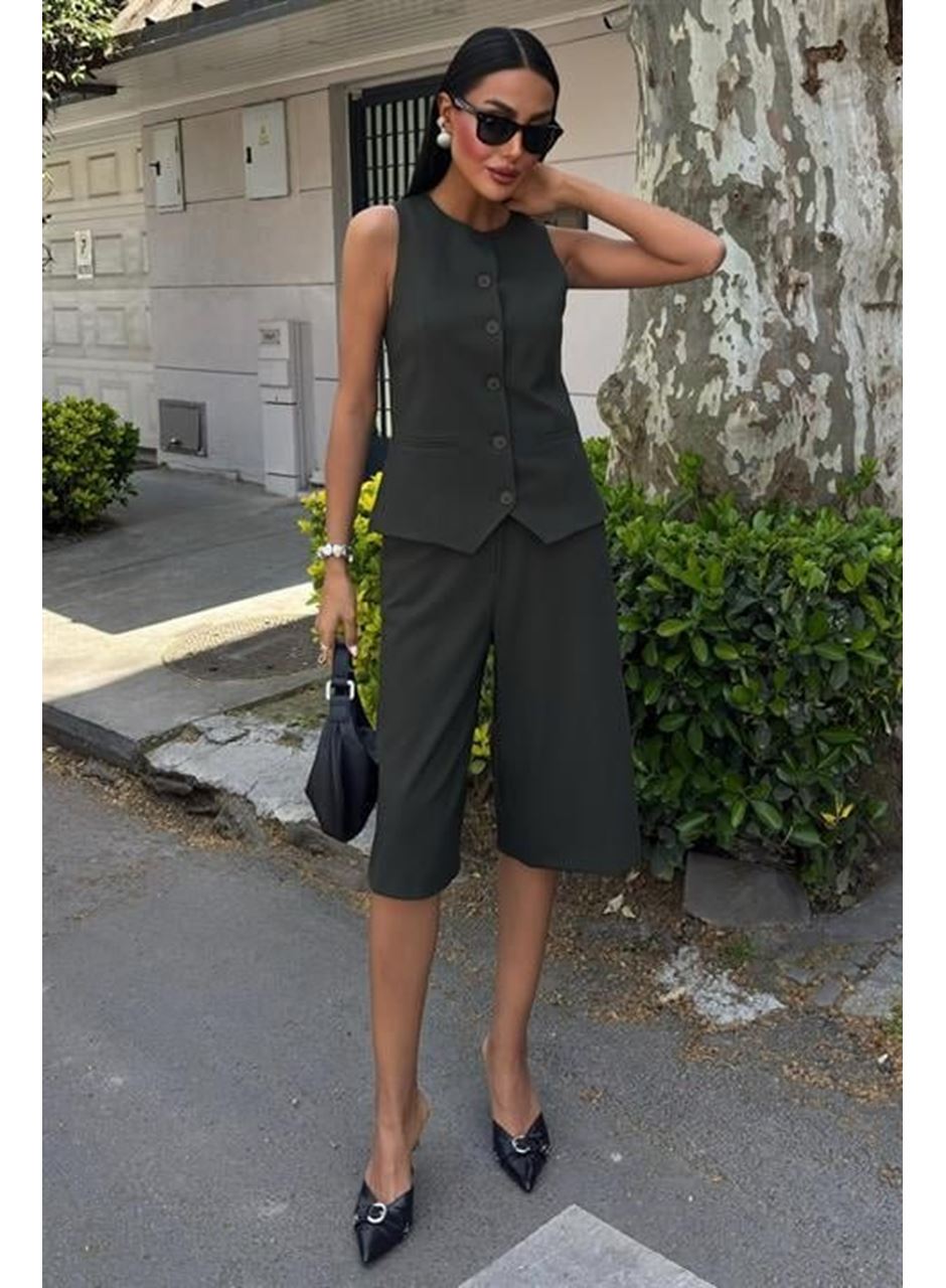 Midi Şortlu Ve Yelekli Viscon Takım 10167