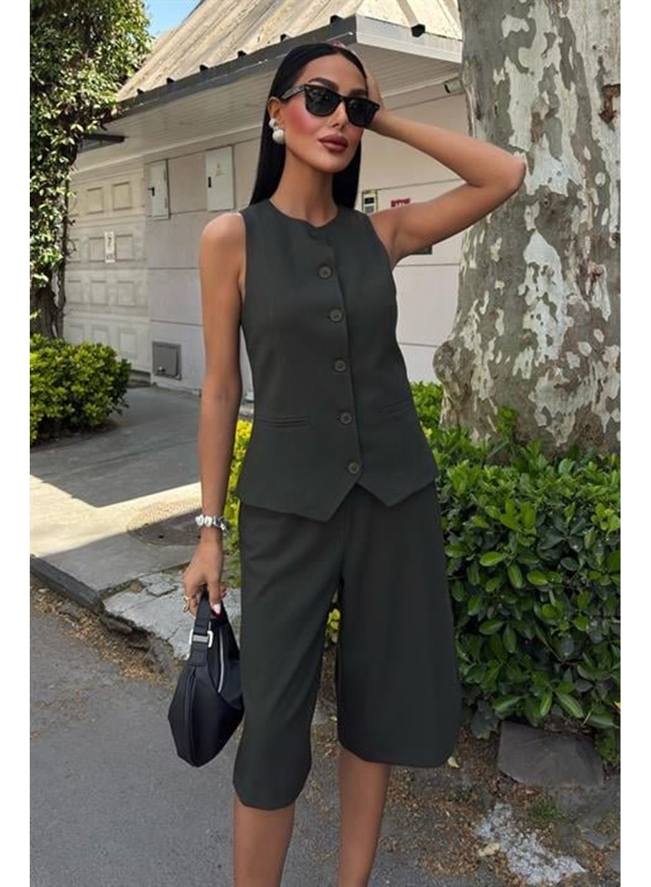 Midi Şortlu Ve Yelekli Viscon Takım 10167