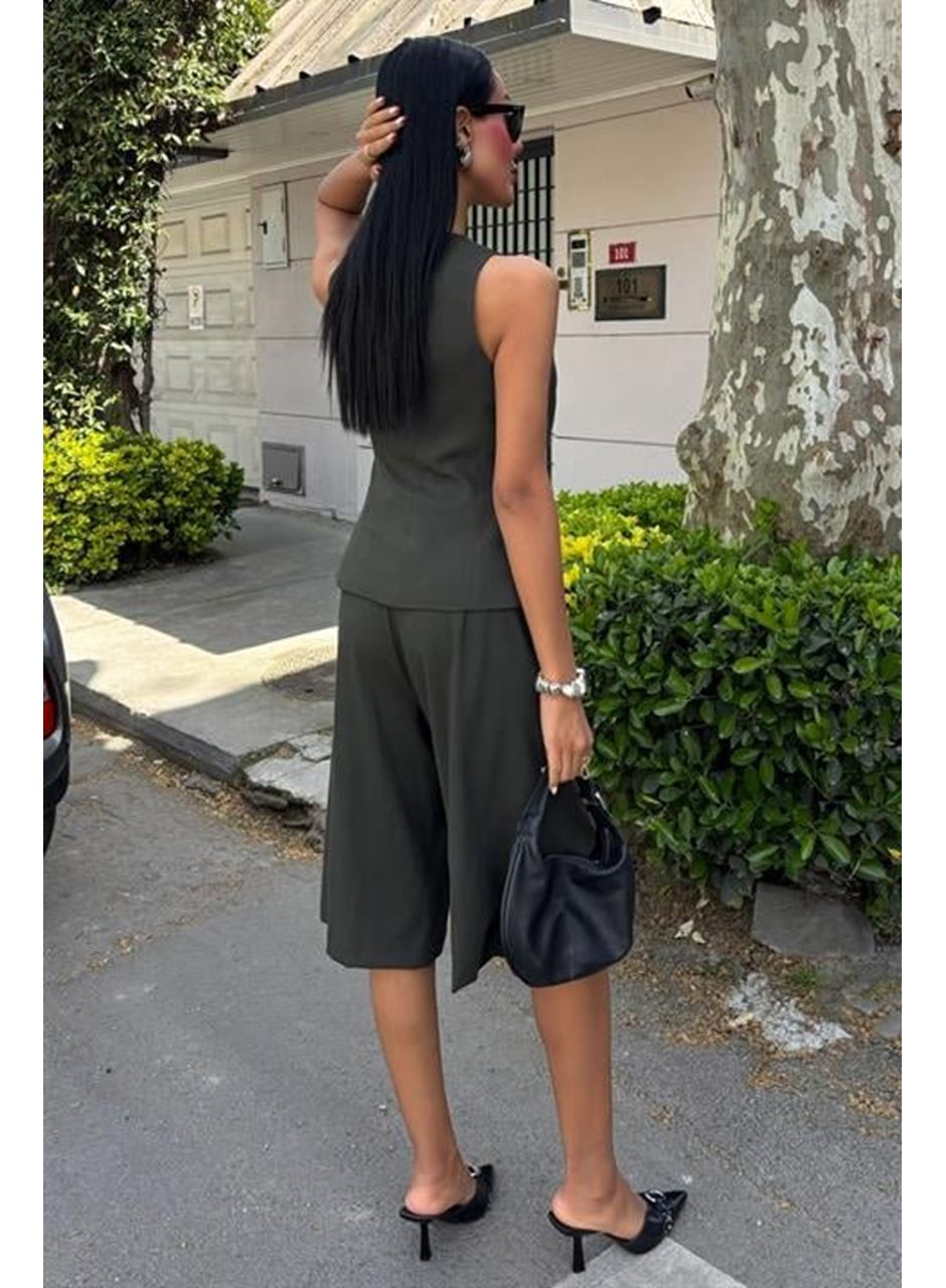 Midi Şortlu Ve Yelekli Viscon Takım 10167