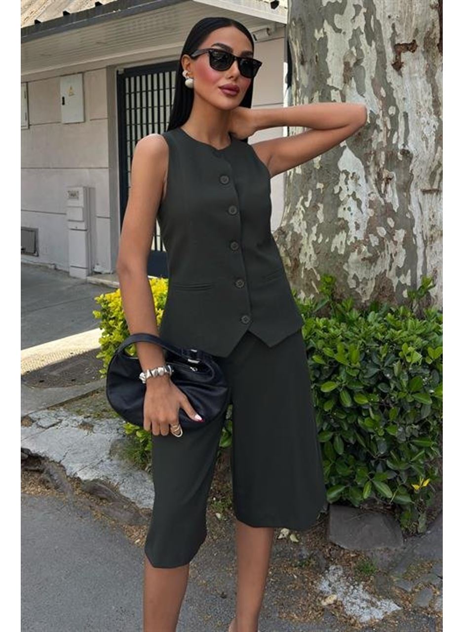 Midi Şortlu Ve Yelekli Viscon Takım 10167