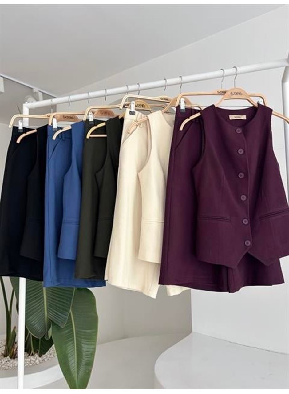 Midi Şortlu Ve Yelekli Viscon Takım 10167