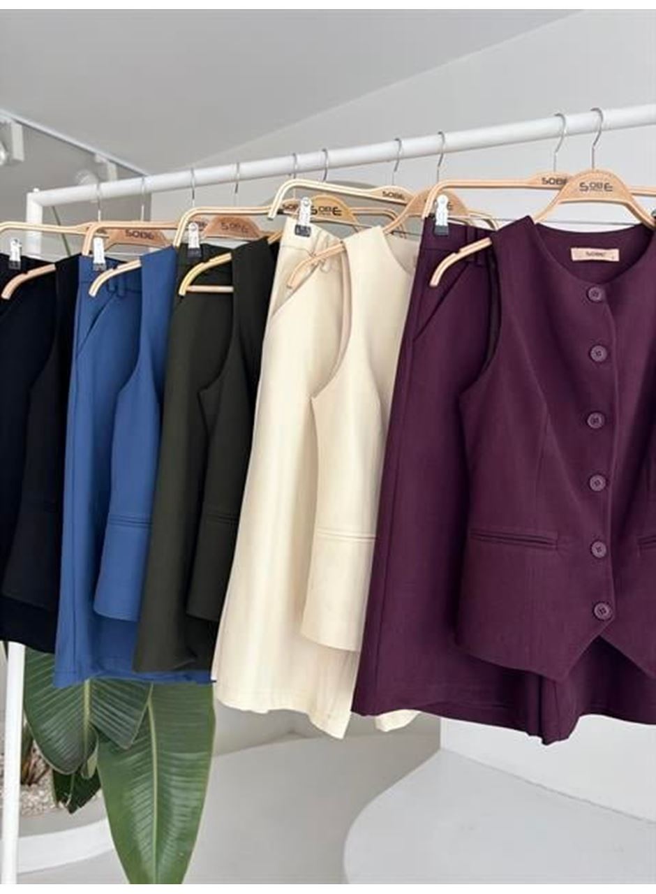 Midi Şortlu Ve Yelekli Viscon Takım 10167