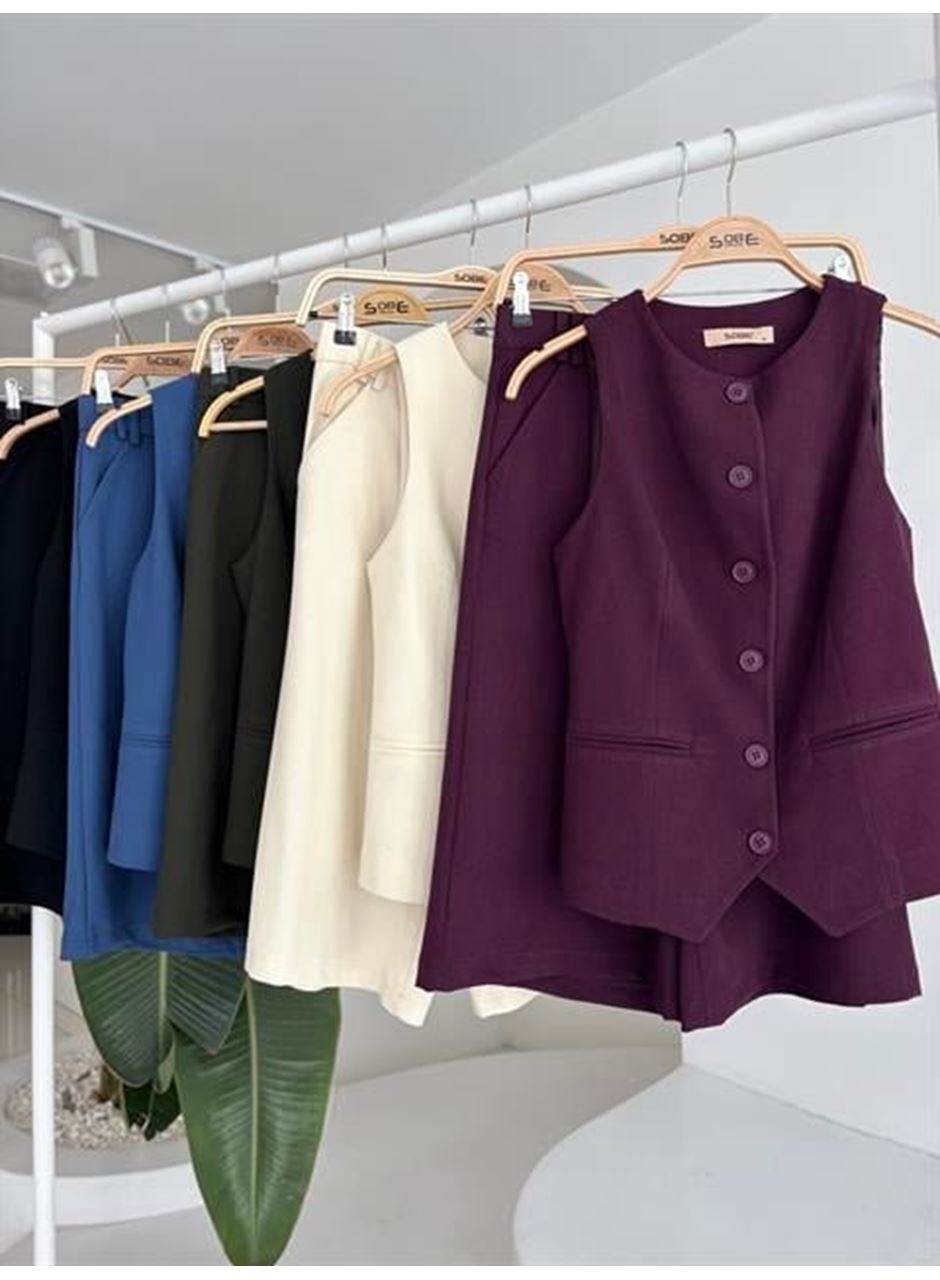 Midi Şortlu Ve Yelekli Viscon Takım 10167