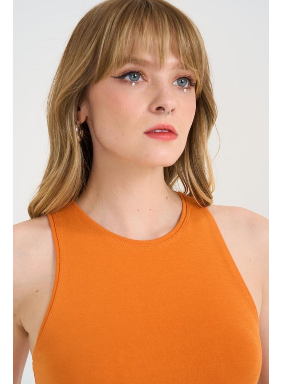 Örme Bisiklet Yaka Atlet - Oranj