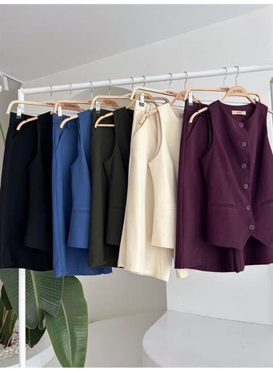 Midi Şortlu Ve Yelekli Viscon Takım 10167