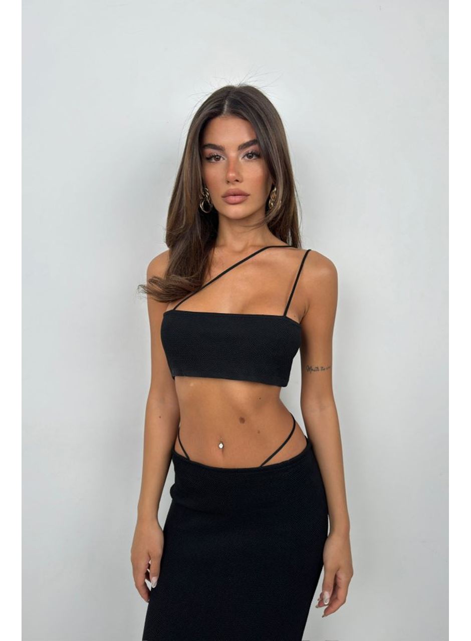 İp Detay Dokulu Maxi Etek