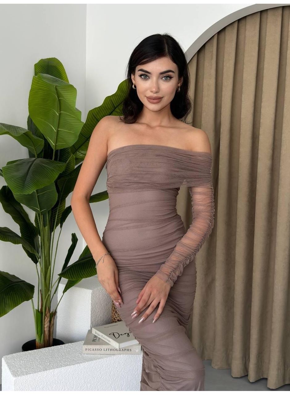 Polack Tek Omuz Tül Elbise