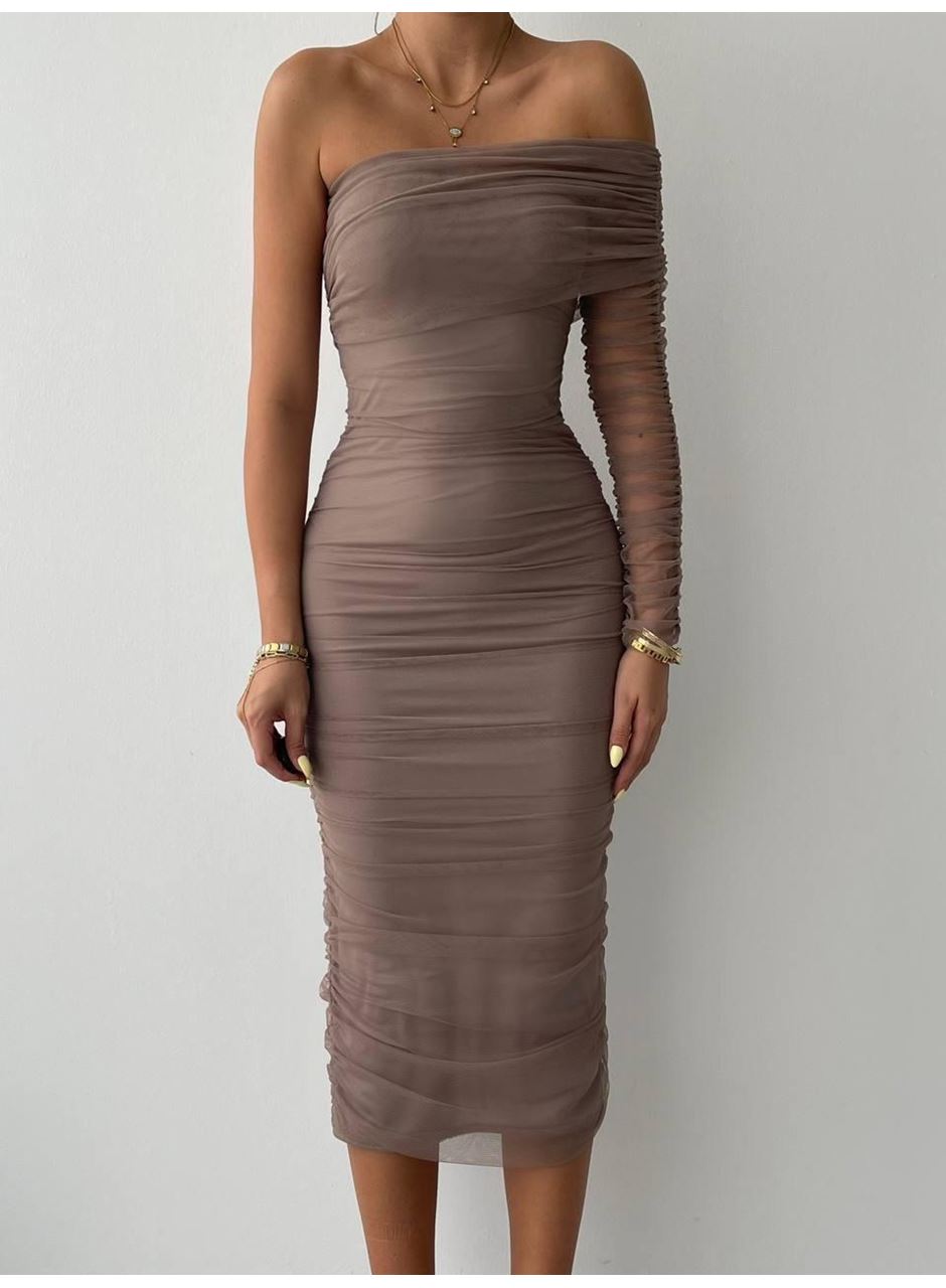 Polack Tek Omuz Tül Elbise