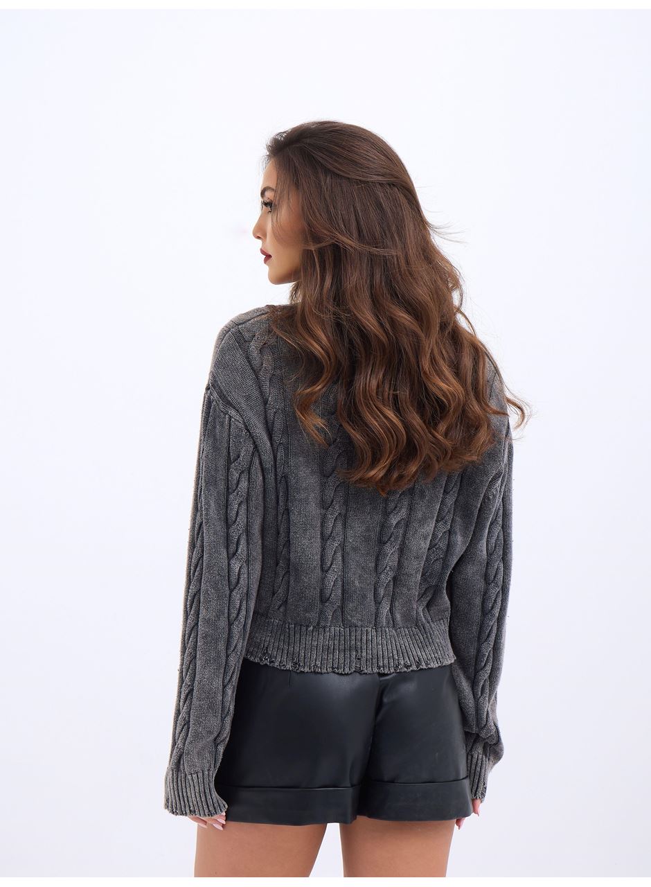 43331 TRİKO SAÇ ÖRGÜ KAZAK-ANTRASİT