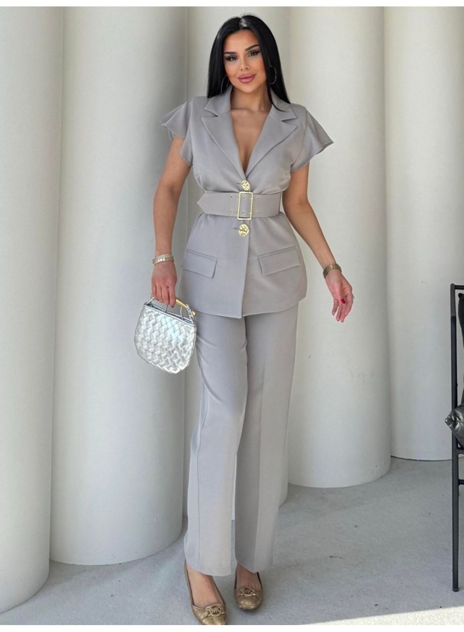 Vatkalı Yelek Pantolon İkili Takım